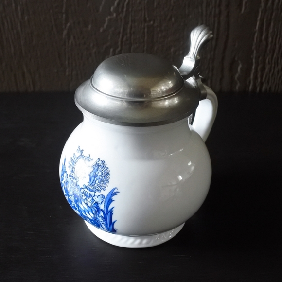 Vintage Domex Germany Pewter Lidded Heraldic Family Crest Ceramic Beer Stein Mug - Picture 3 of 6